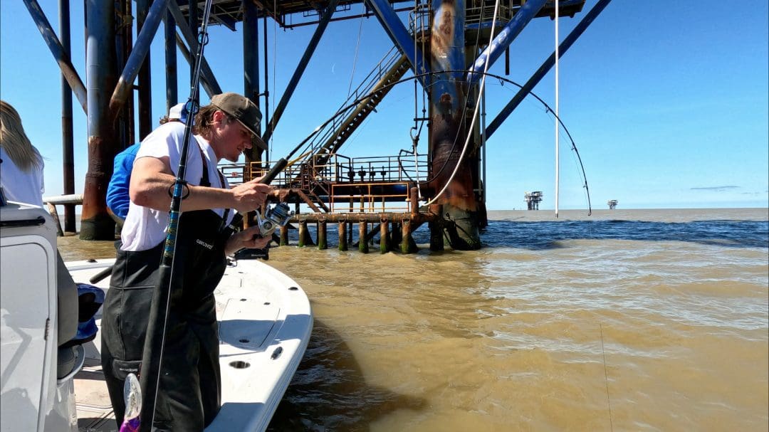Fishing for Cobia near oil rig in Gulf of Mexico