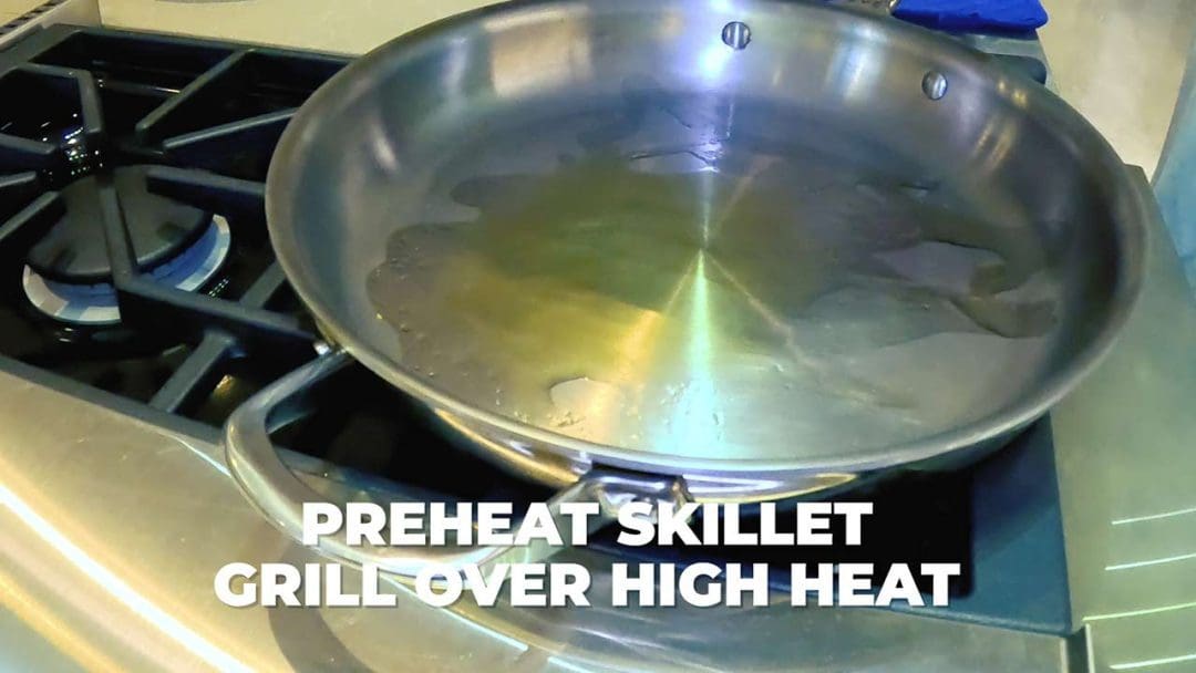 preheat skillet over high heat