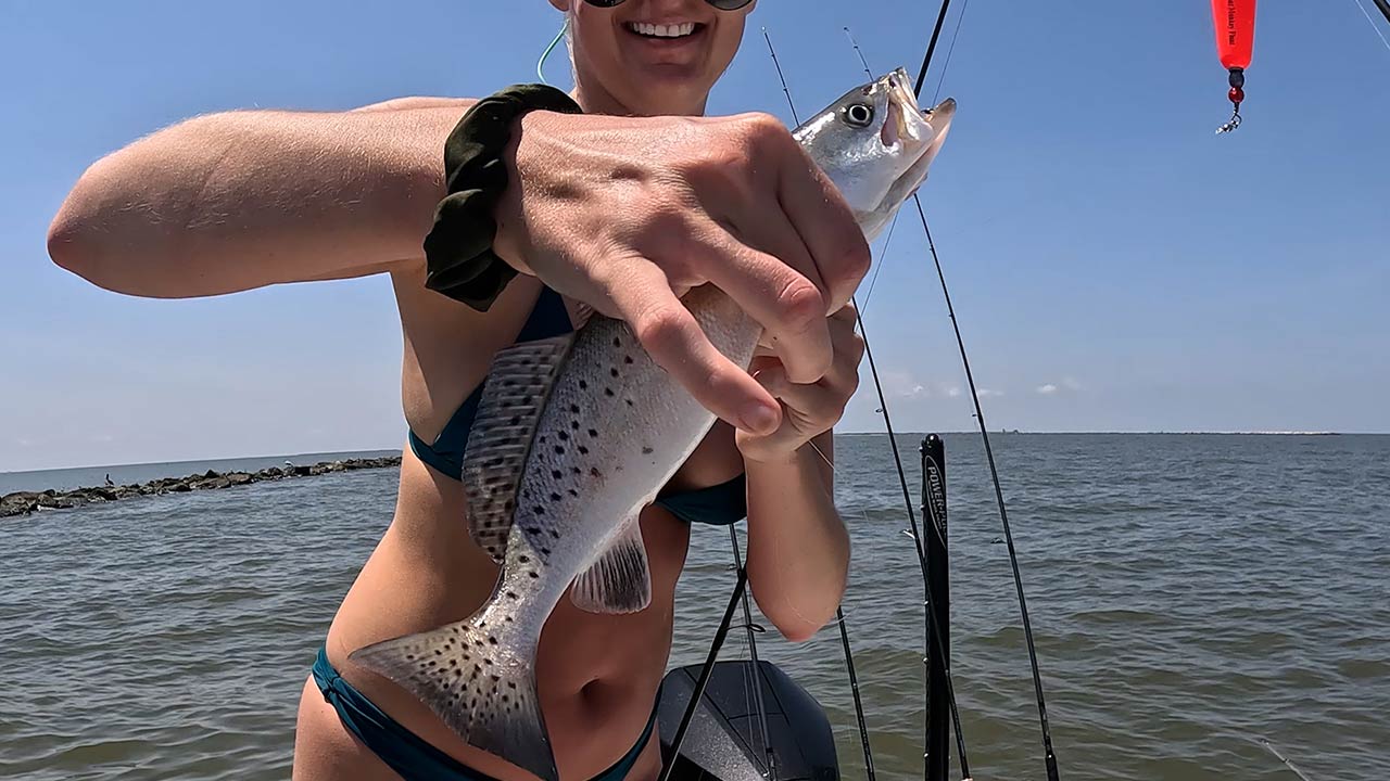 Pesca de trucha moteada Isla Bretona Golfo de México